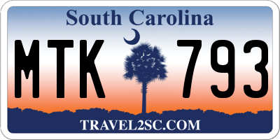 SC license plate MTK793