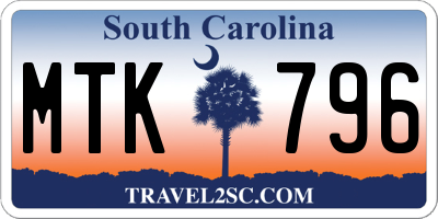 SC license plate MTK796