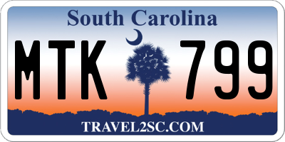SC license plate MTK799