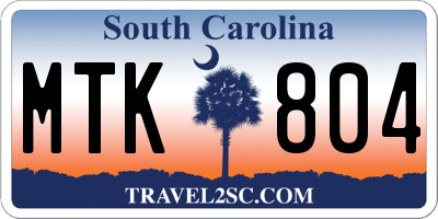 SC license plate MTK804
