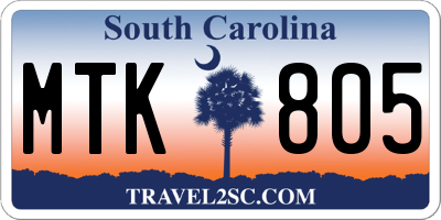 SC license plate MTK805