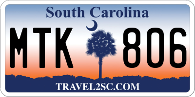 SC license plate MTK806