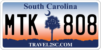 SC license plate MTK808
