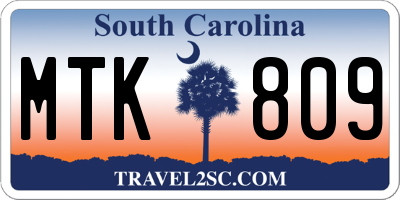 SC license plate MTK809