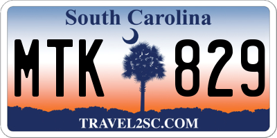 SC license plate MTK829