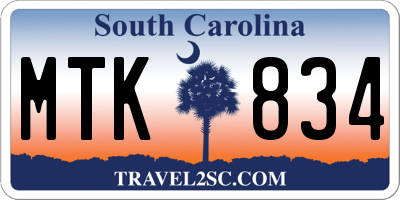 SC license plate MTK834