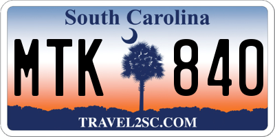 SC license plate MTK840