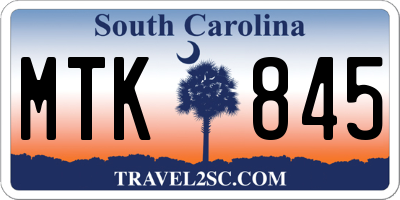 SC license plate MTK845