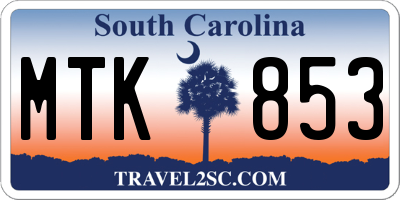 SC license plate MTK853