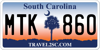 SC license plate MTK860