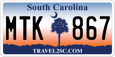 SC license plate MTK867