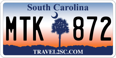 SC license plate MTK872