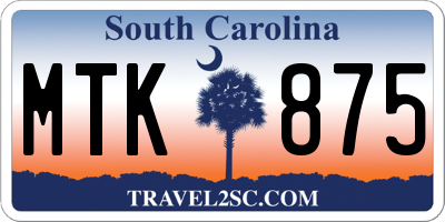 SC license plate MTK875