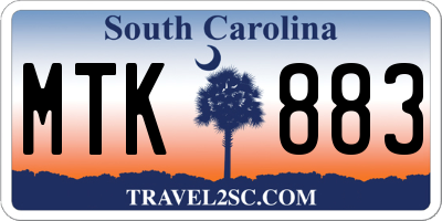 SC license plate MTK883