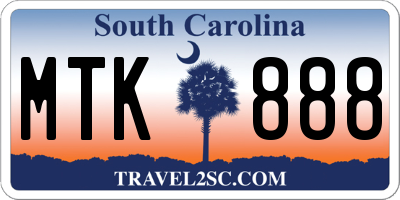 SC license plate MTK888