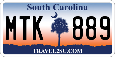 SC license plate MTK889