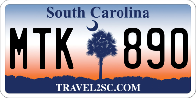 SC license plate MTK890