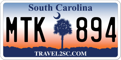 SC license plate MTK894
