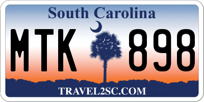 SC license plate MTK898