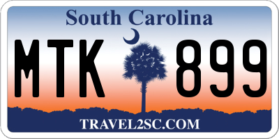 SC license plate MTK899