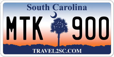 SC license plate MTK900