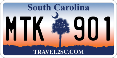 SC license plate MTK901