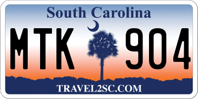 SC license plate MTK904