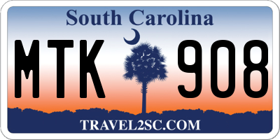 SC license plate MTK908