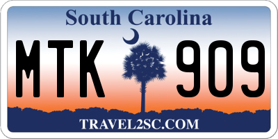 SC license plate MTK909