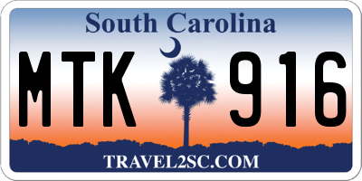 SC license plate MTK916