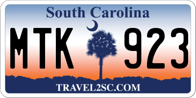 SC license plate MTK923