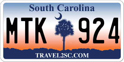 SC license plate MTK924