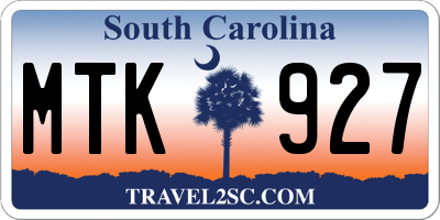 SC license plate MTK927