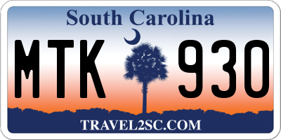 SC license plate MTK930