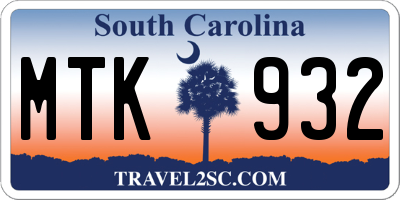 SC license plate MTK932