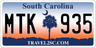 SC license plate MTK935