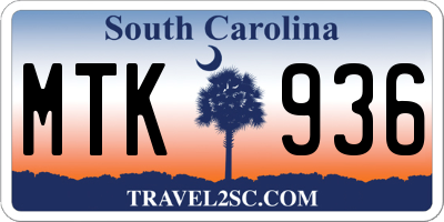 SC license plate MTK936