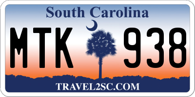 SC license plate MTK938