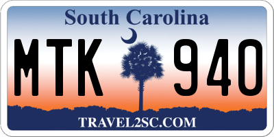 SC license plate MTK940