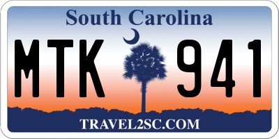 SC license plate MTK941