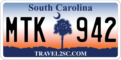 SC license plate MTK942