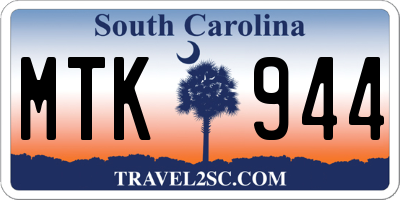 SC license plate MTK944