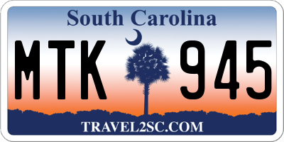 SC license plate MTK945