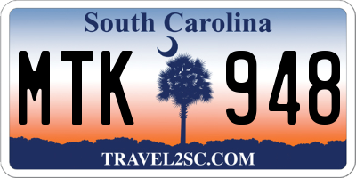 SC license plate MTK948