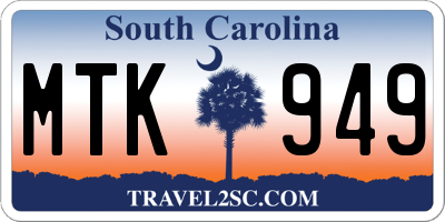 SC license plate MTK949