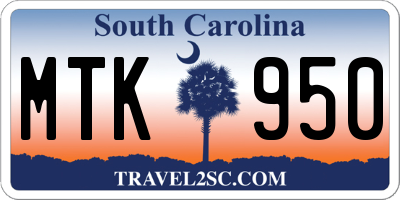 SC license plate MTK950