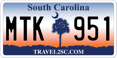 SC license plate MTK951