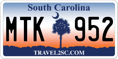 SC license plate MTK952