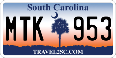 SC license plate MTK953