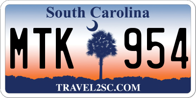 SC license plate MTK954